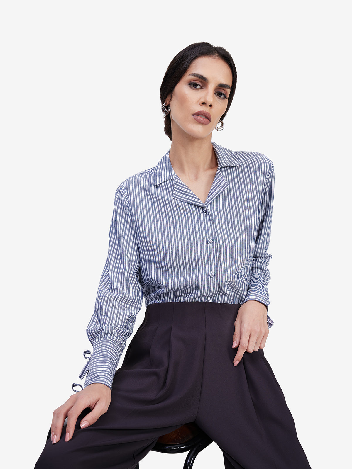 Women Grey Collar Shirt