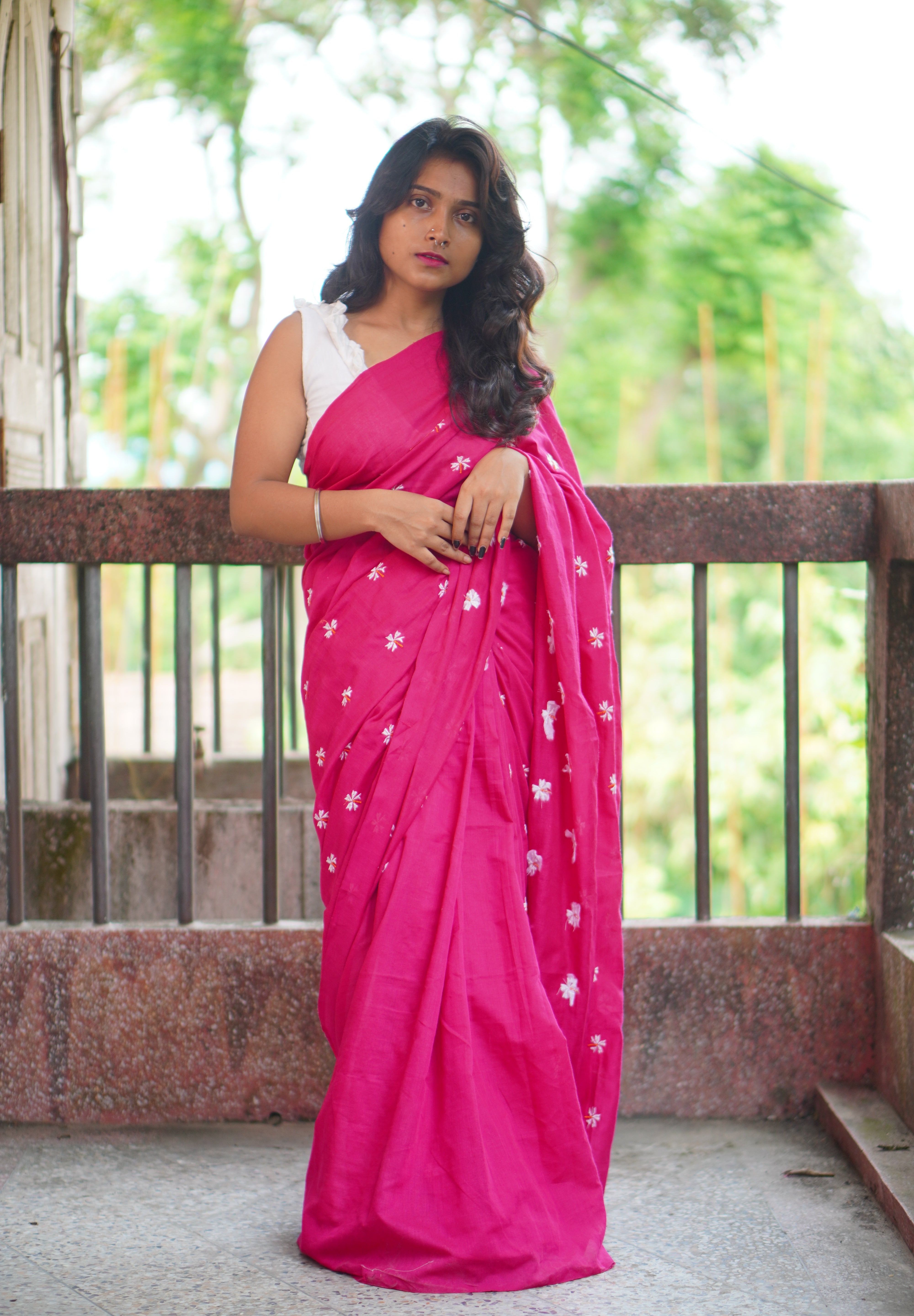 Women Cotton Floral Design Saree