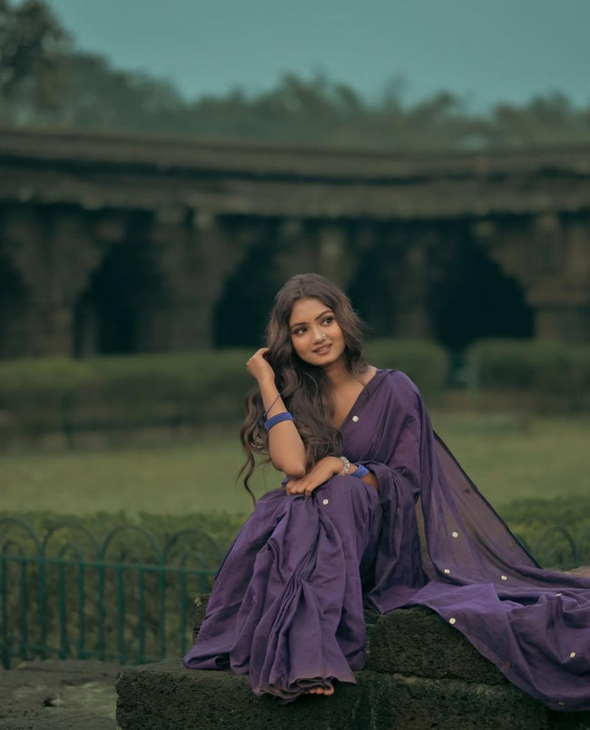 Women Pure Cotton Sequence Saree