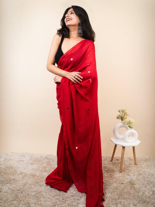 Women Pure Cotton Sequence Saree