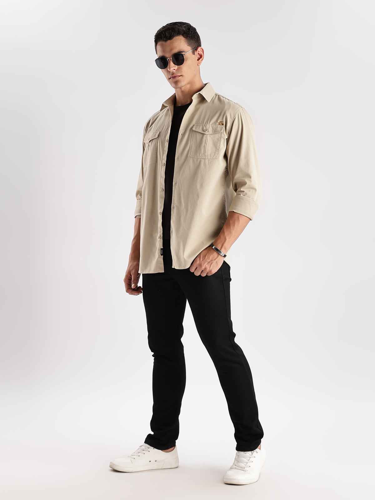 Men Beige Cargo Shirt
