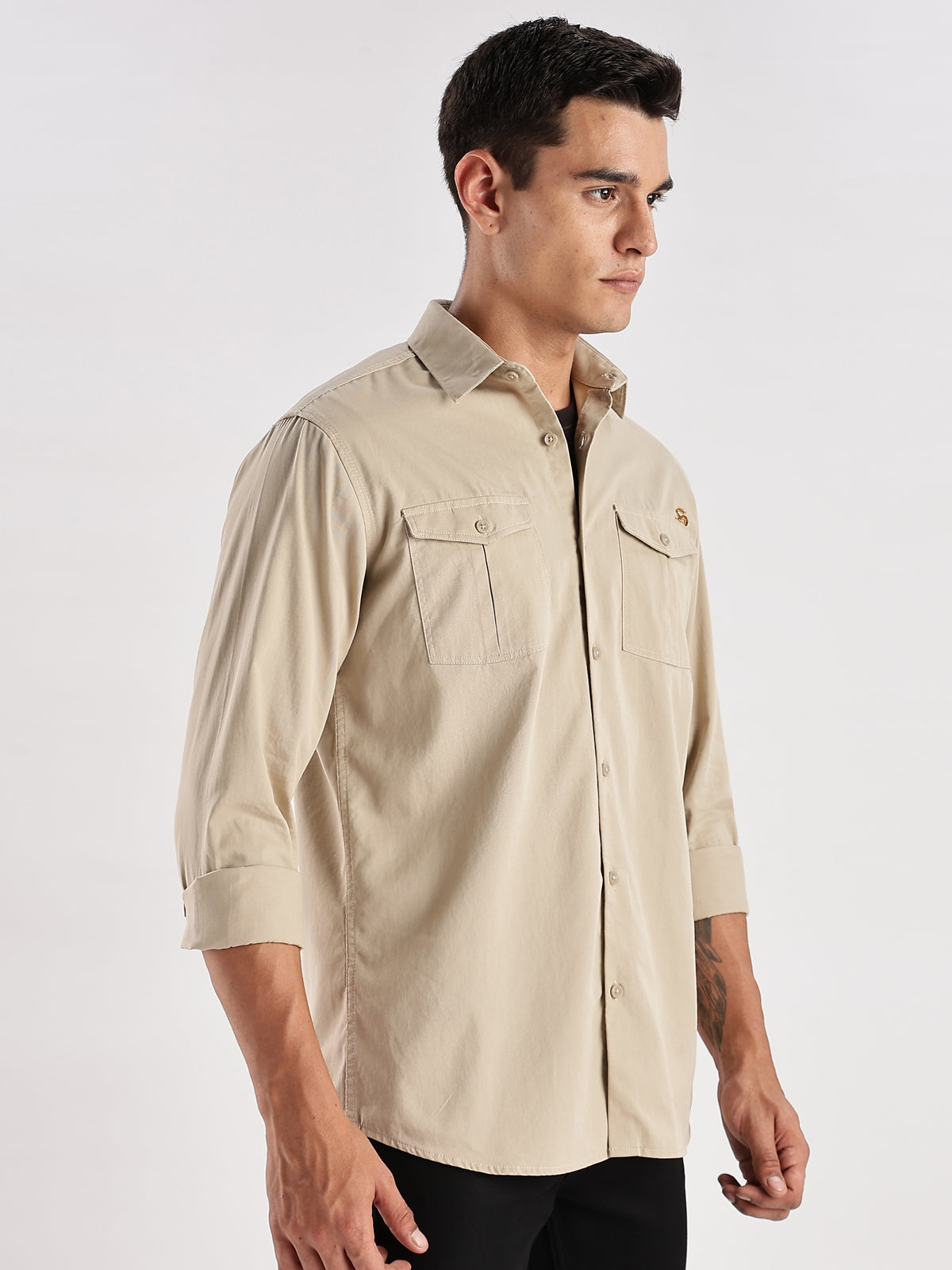 Men Beige Cargo Shirt