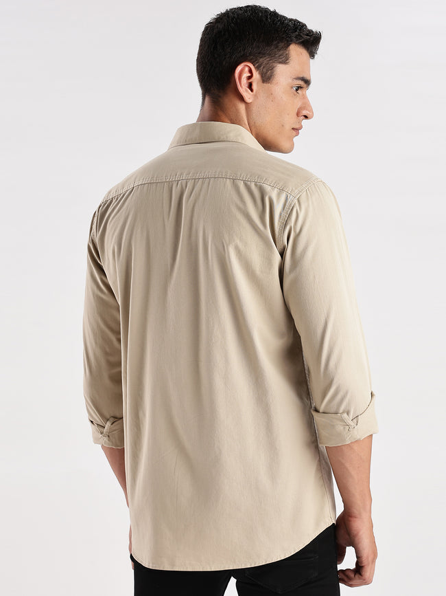 Men Beige Cargo Shirt