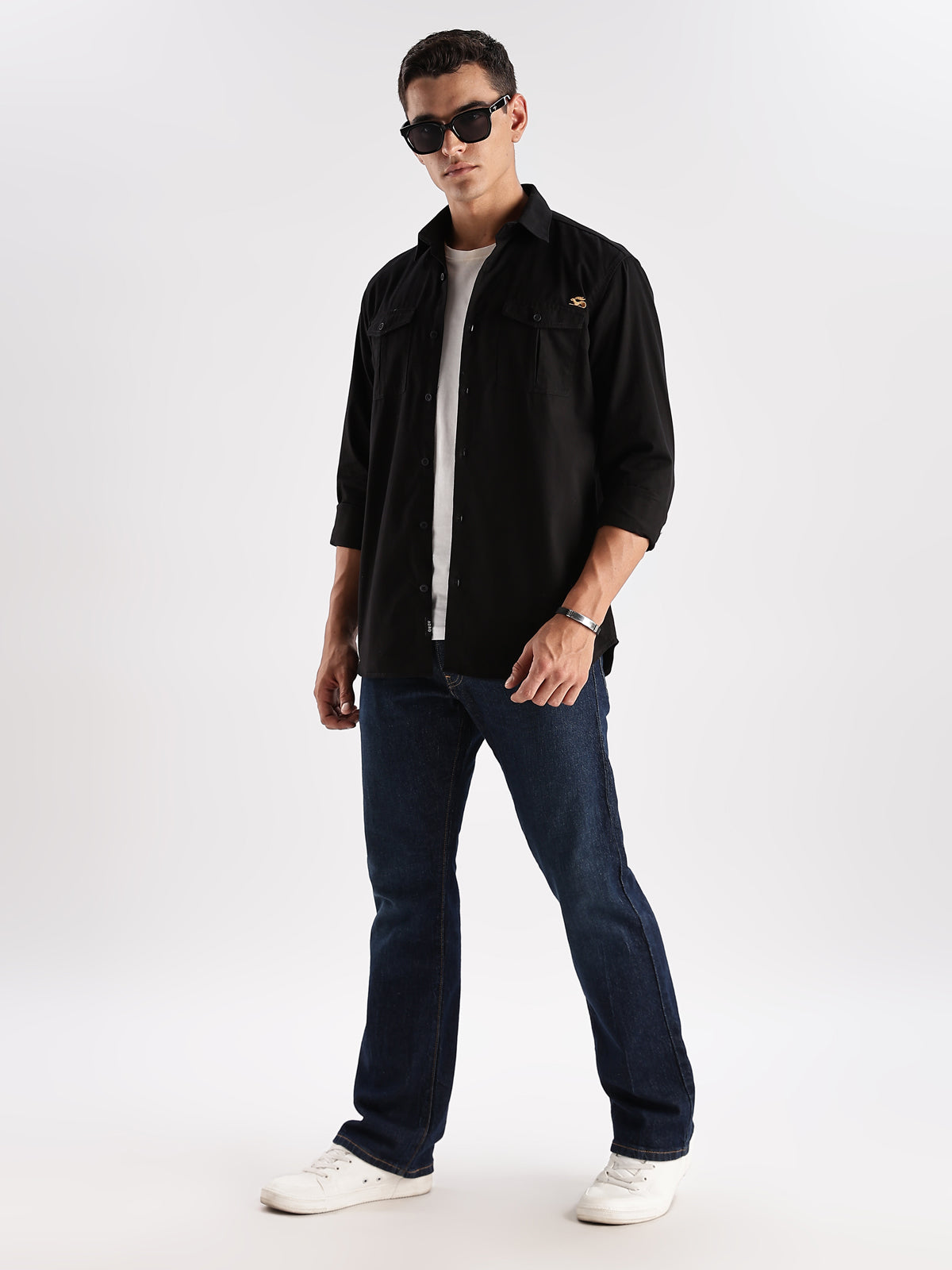 Men Black Cargo Shirt