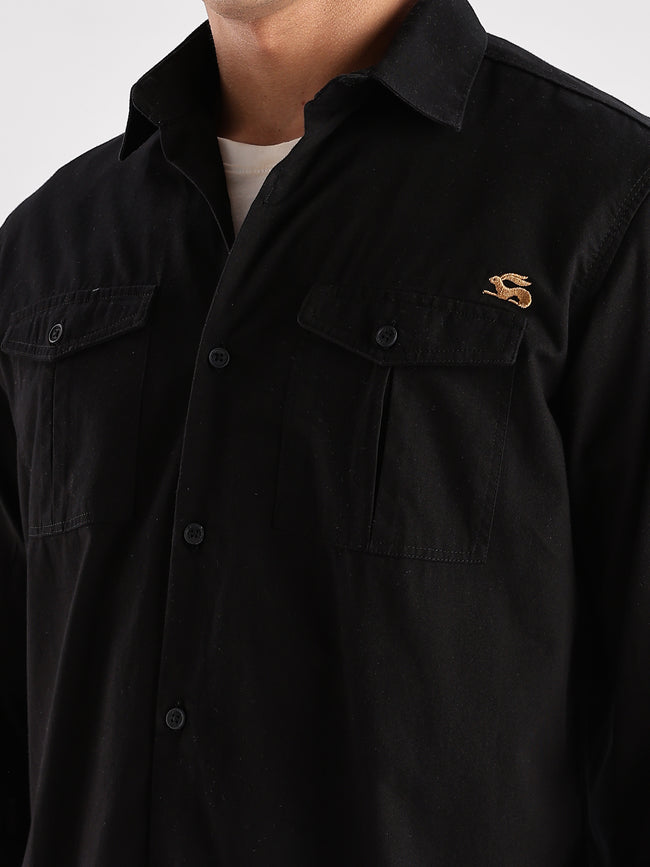 Men Black Cargo Shirt