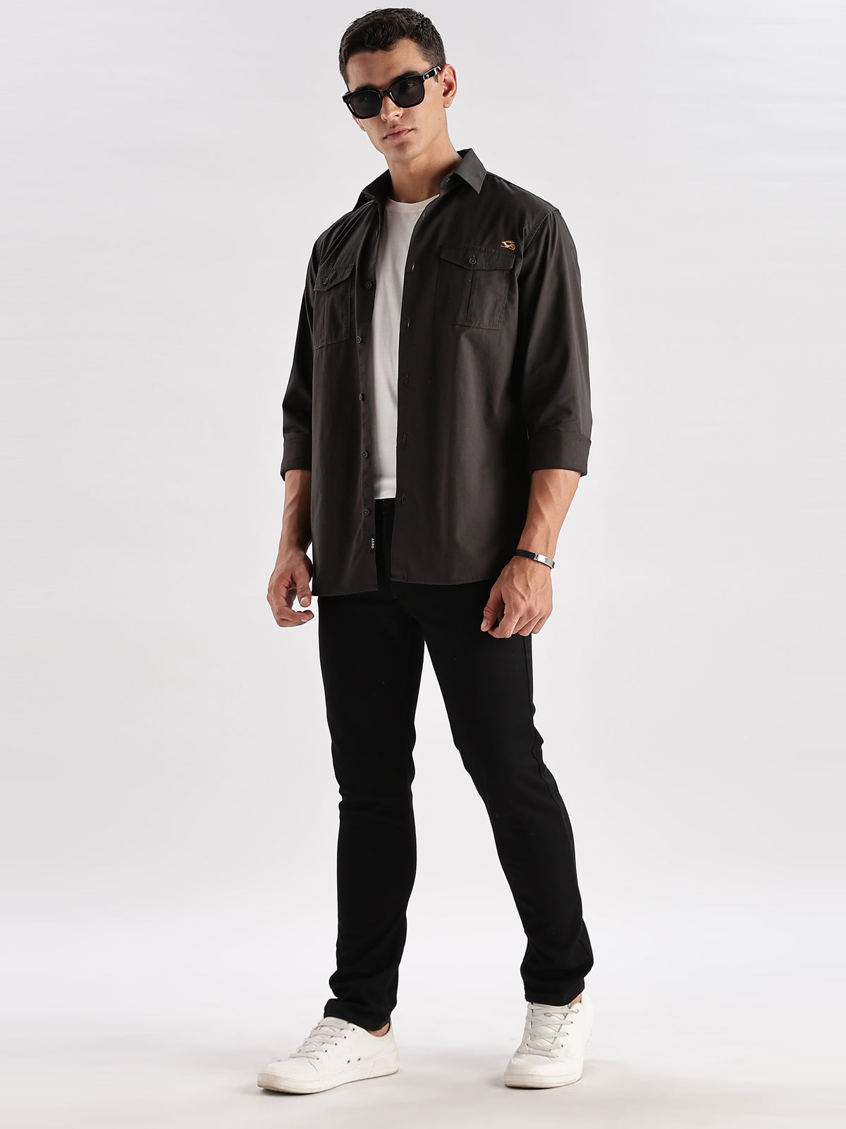Men Grey Cargo Shirt