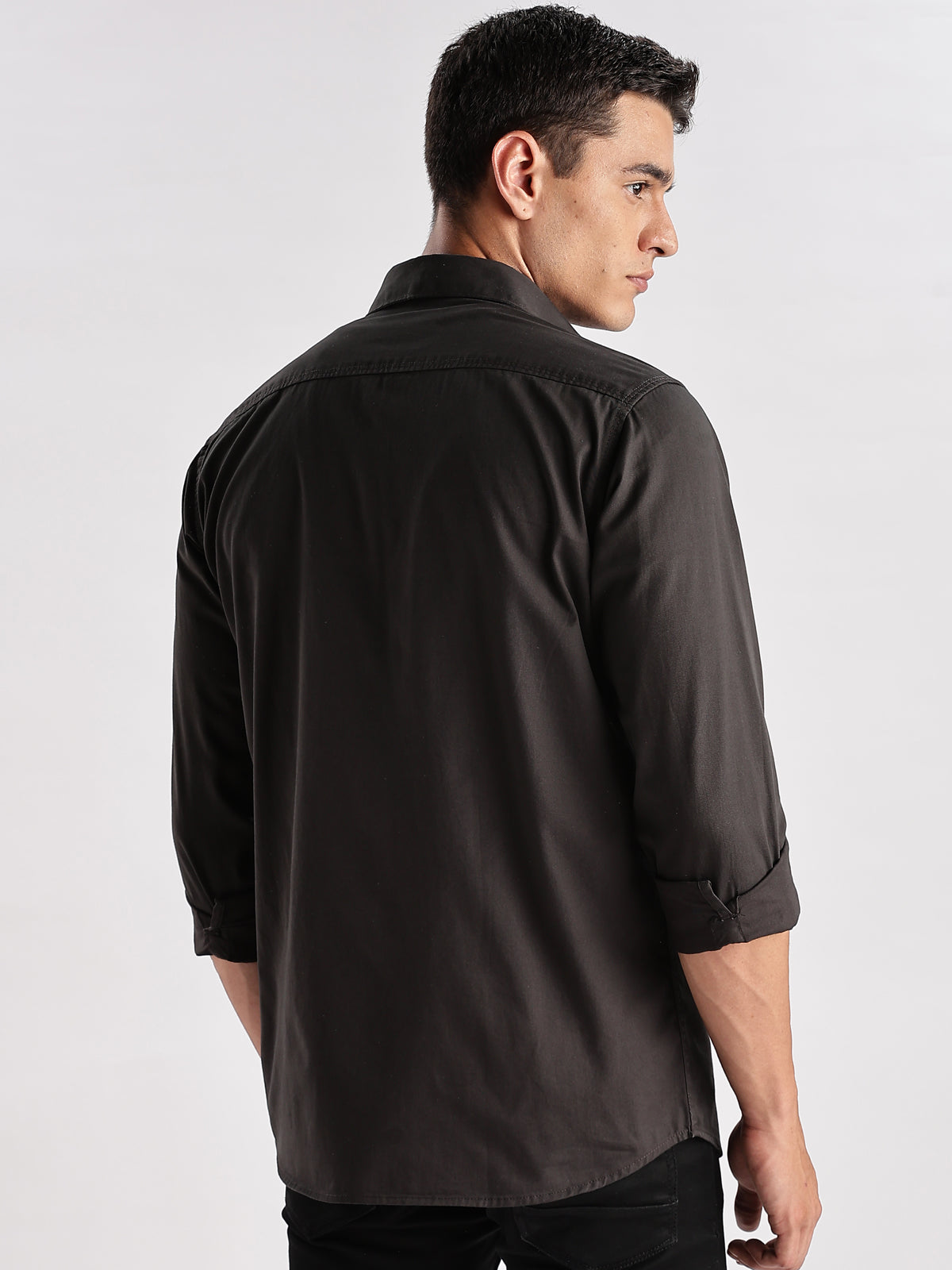 Men Grey Cargo Shirt