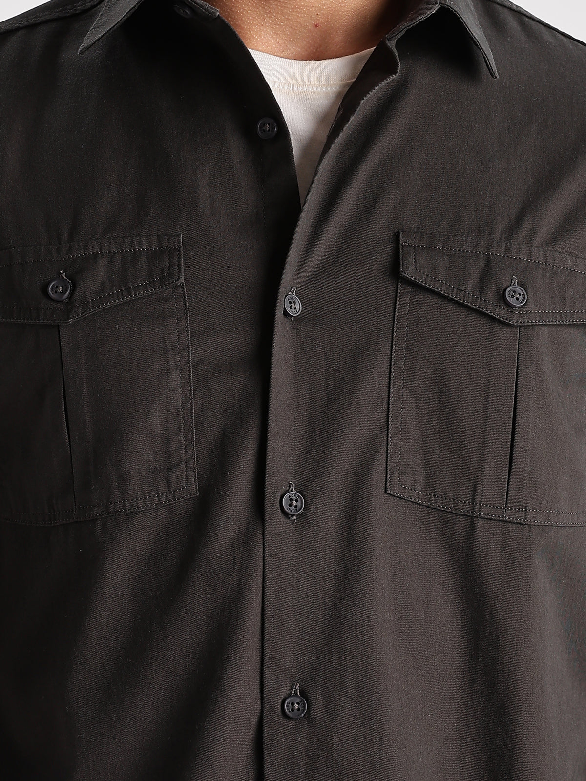 Men Grey Cargo Shirt