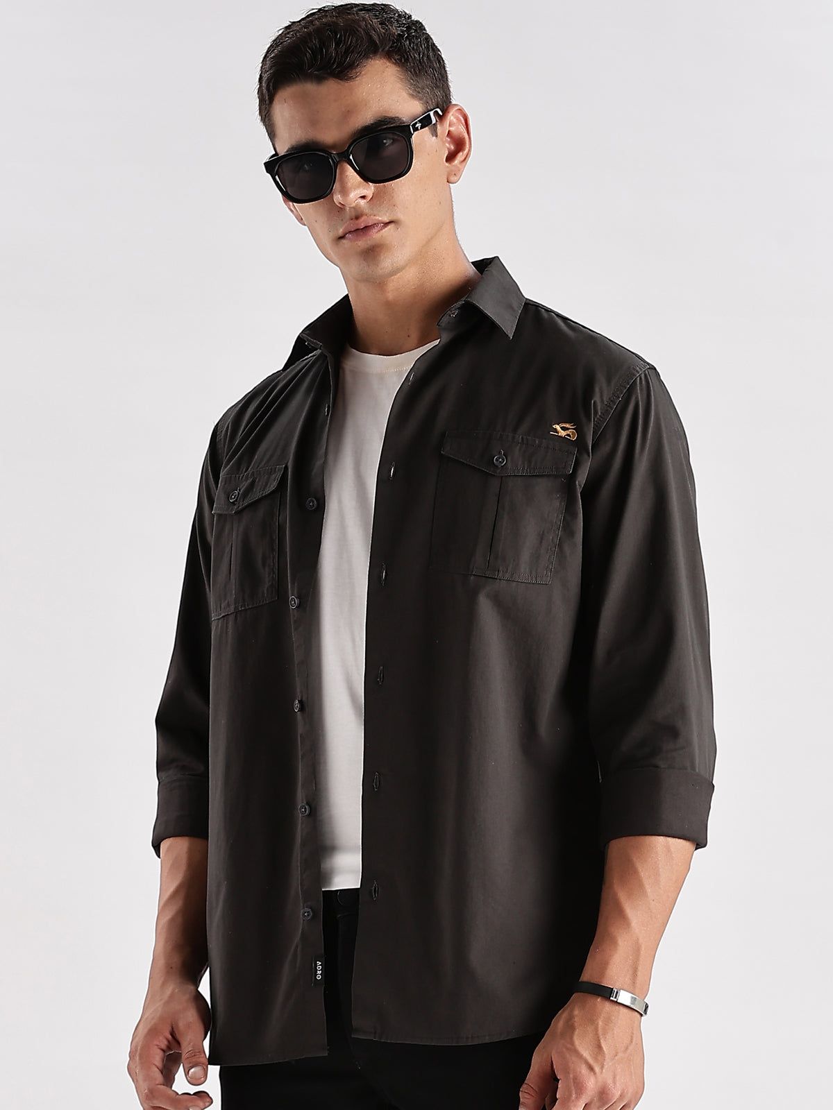 Men Grey Cargo Shirt
