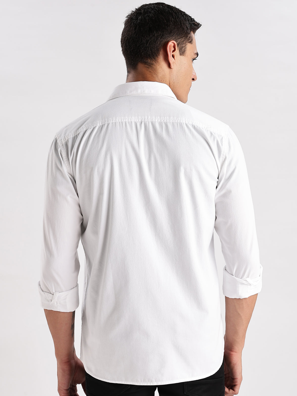 Men White Cargo Shirt