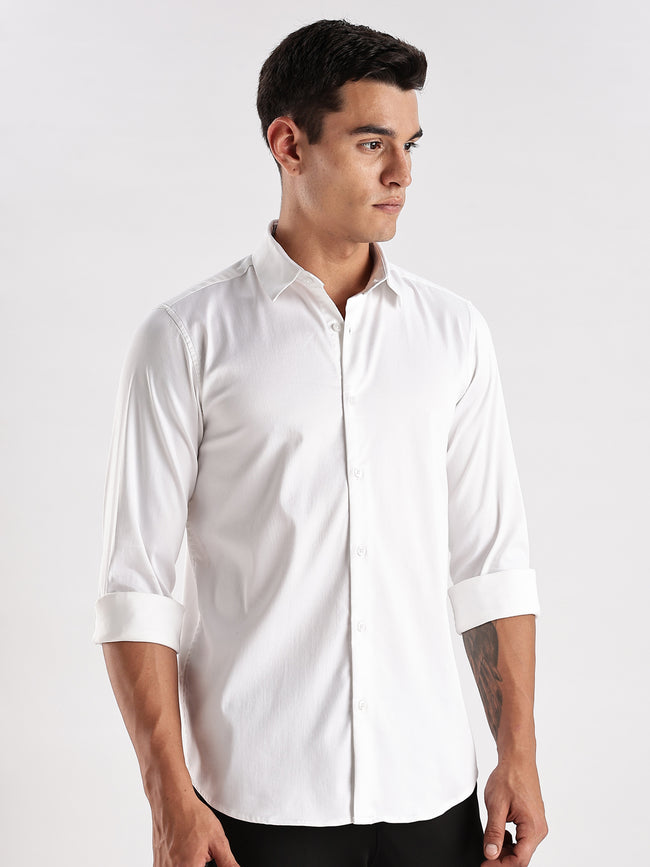 Men White Casual Shirt