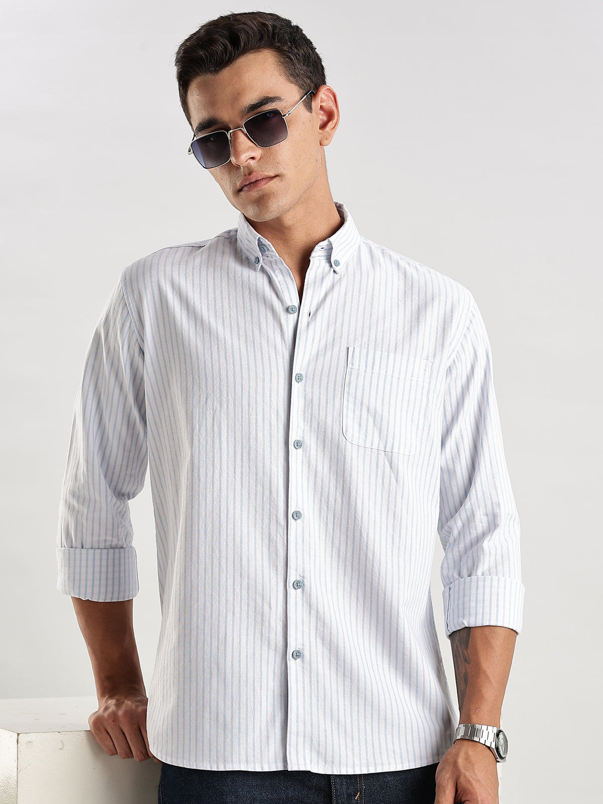 Men White Casual Shirt