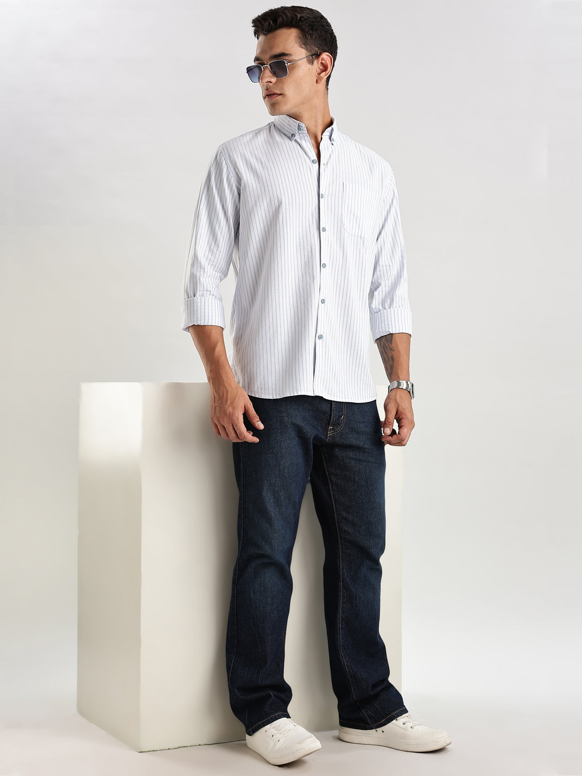 Men White Casual Shirt