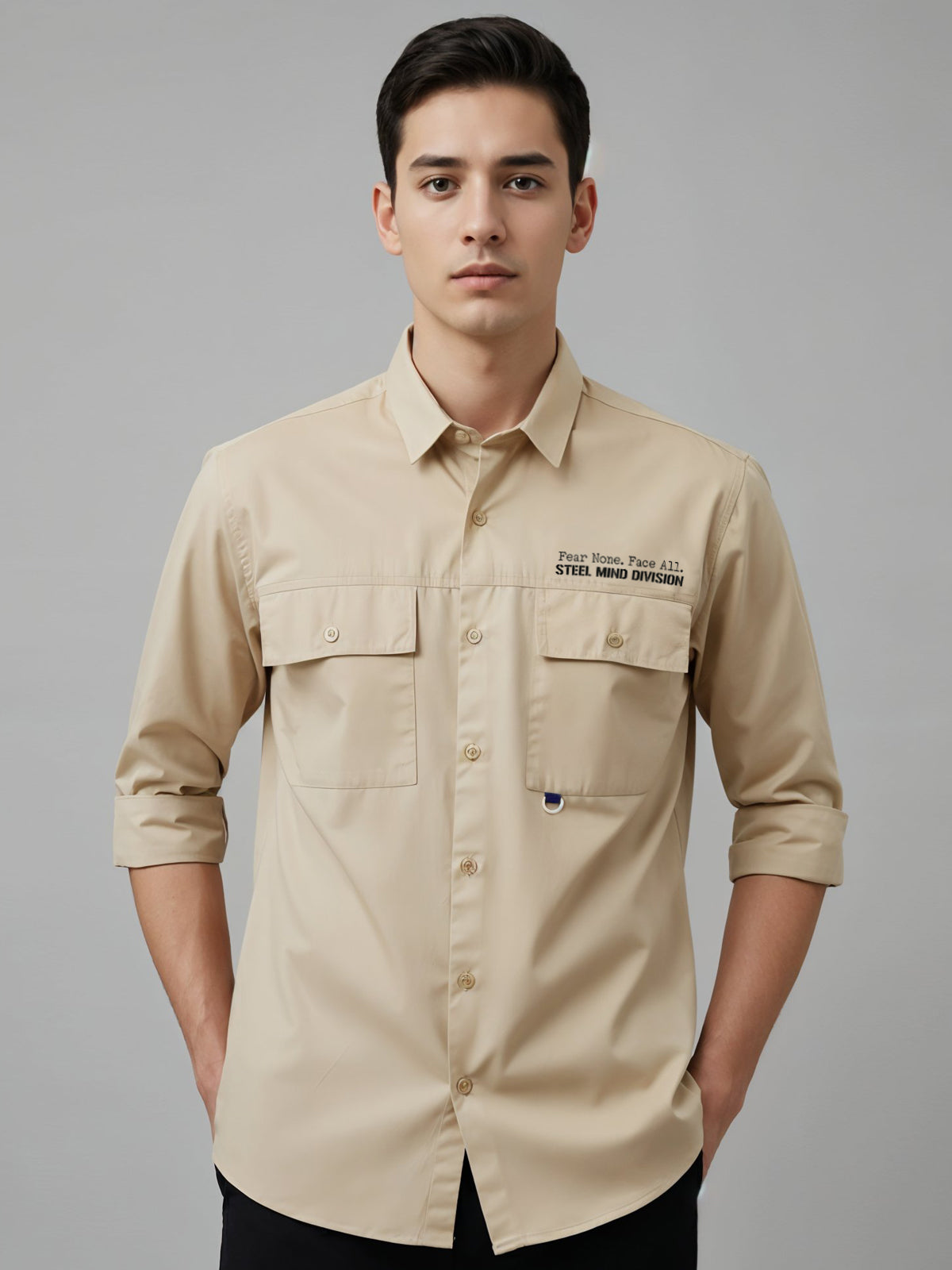 Men Cotton Twill Cargo Shirt