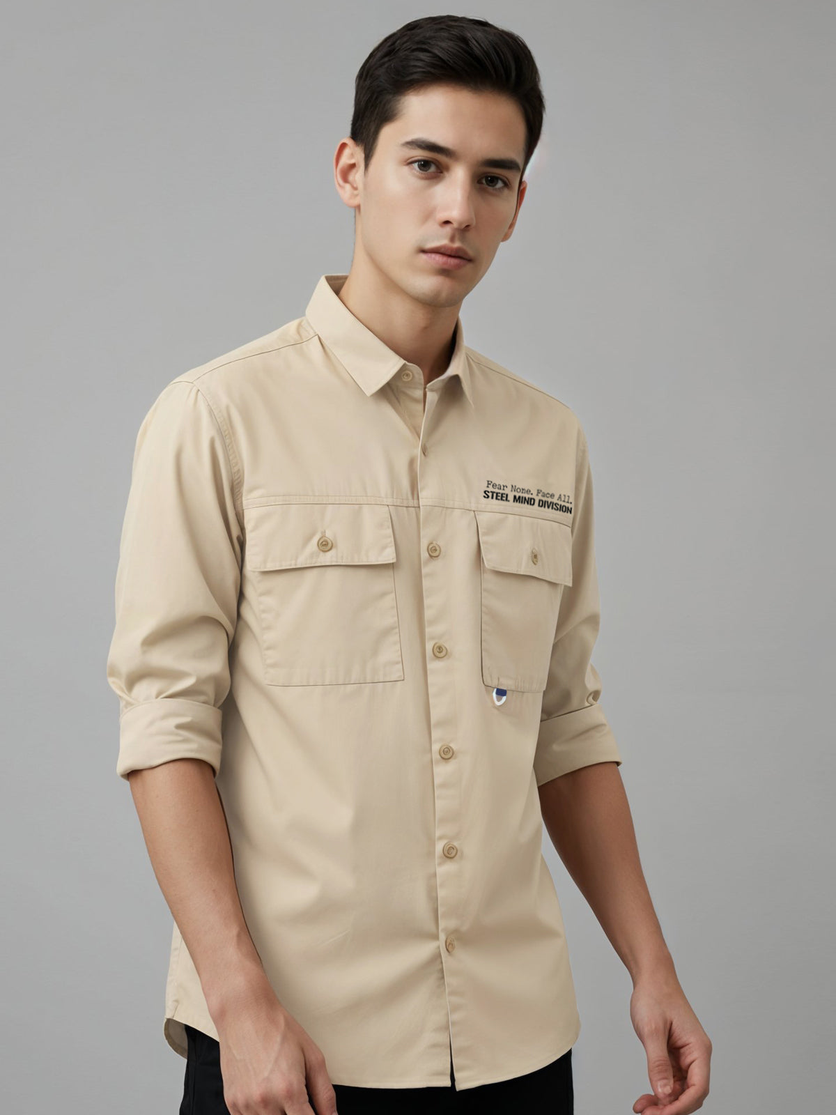 Men Cotton Twill Cargo Shirt