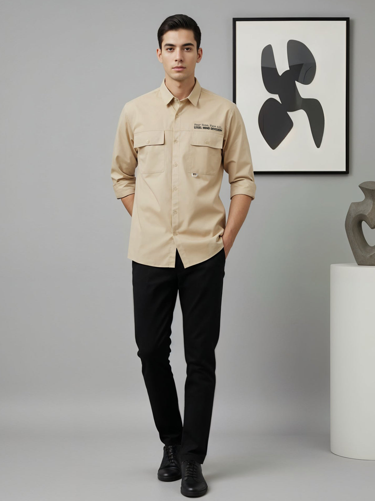 Men Cotton Twill Cargo Shirt