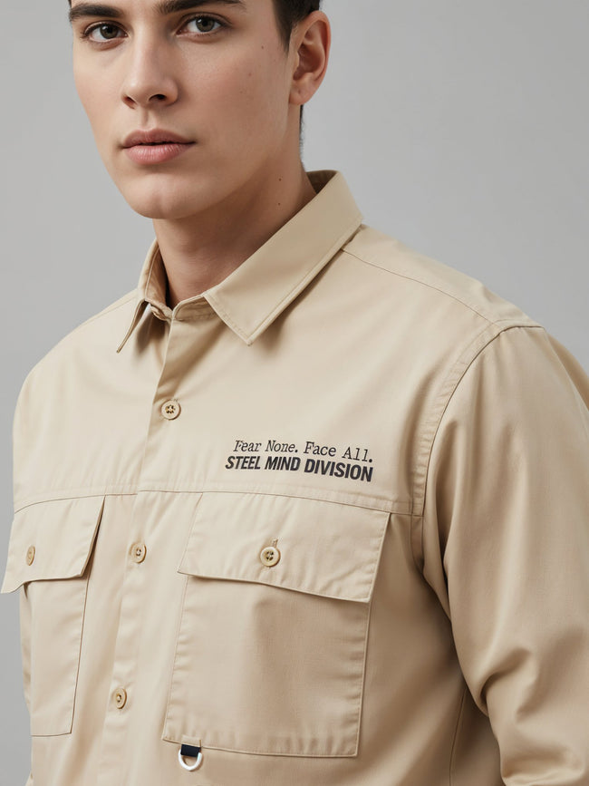 Men Cotton Twill Cargo Shirt