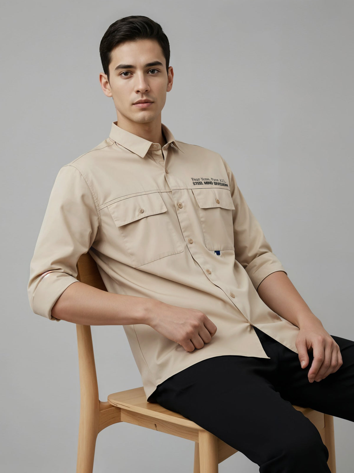 Men Cotton Twill Cargo Shirt