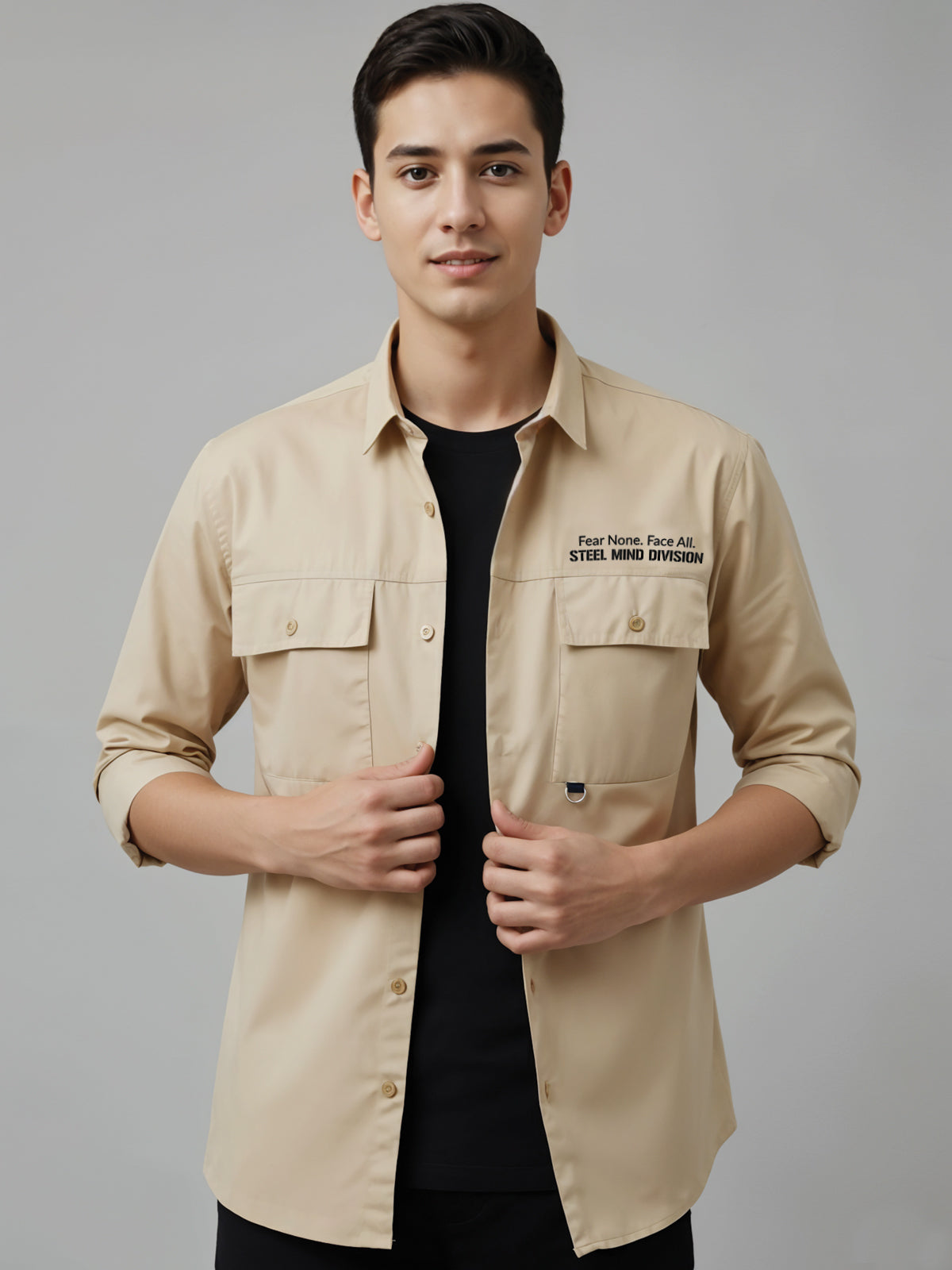 Men Cotton Twill Cargo Shirt