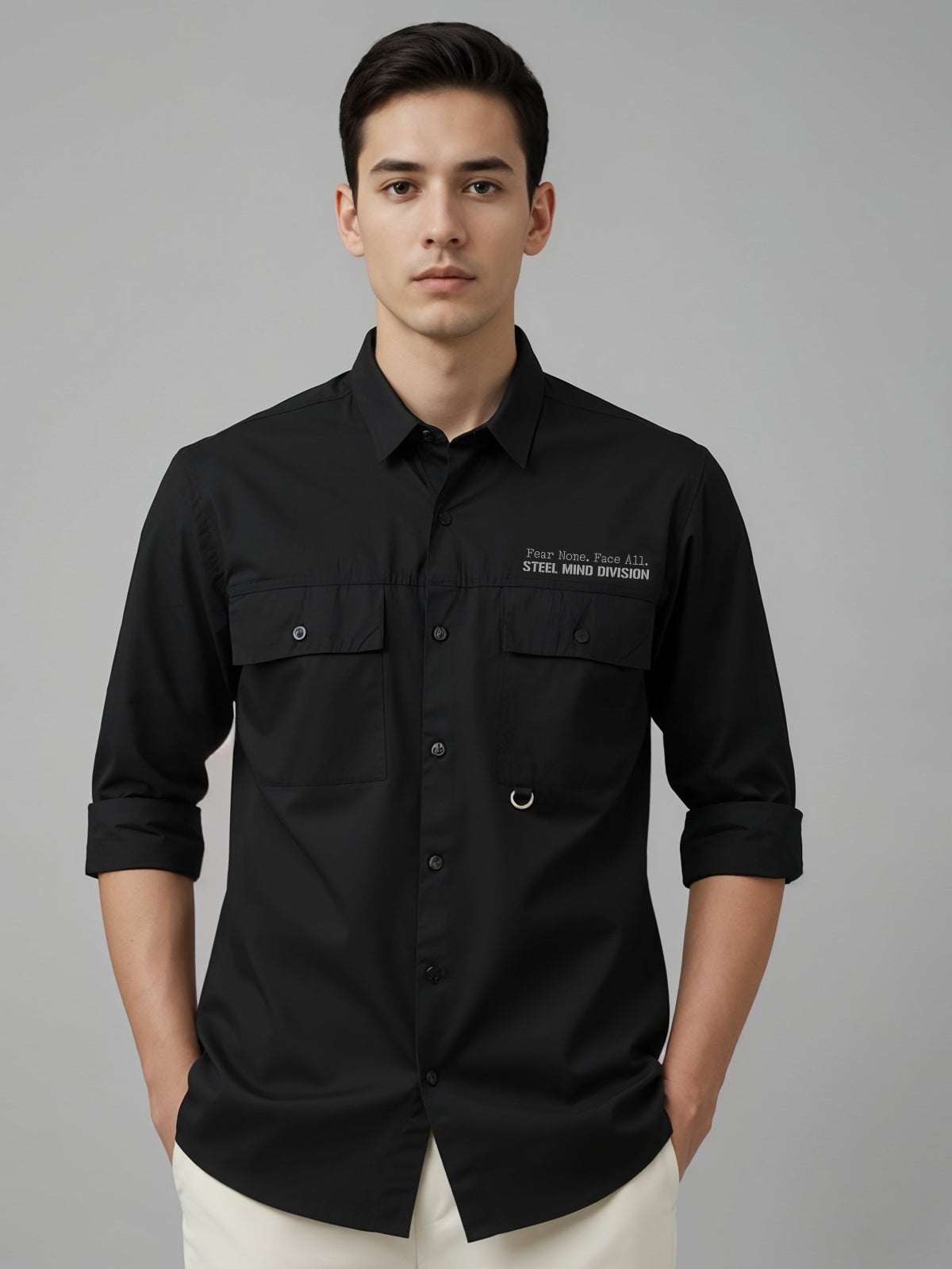Men Cotton Twill Cargo Shirt