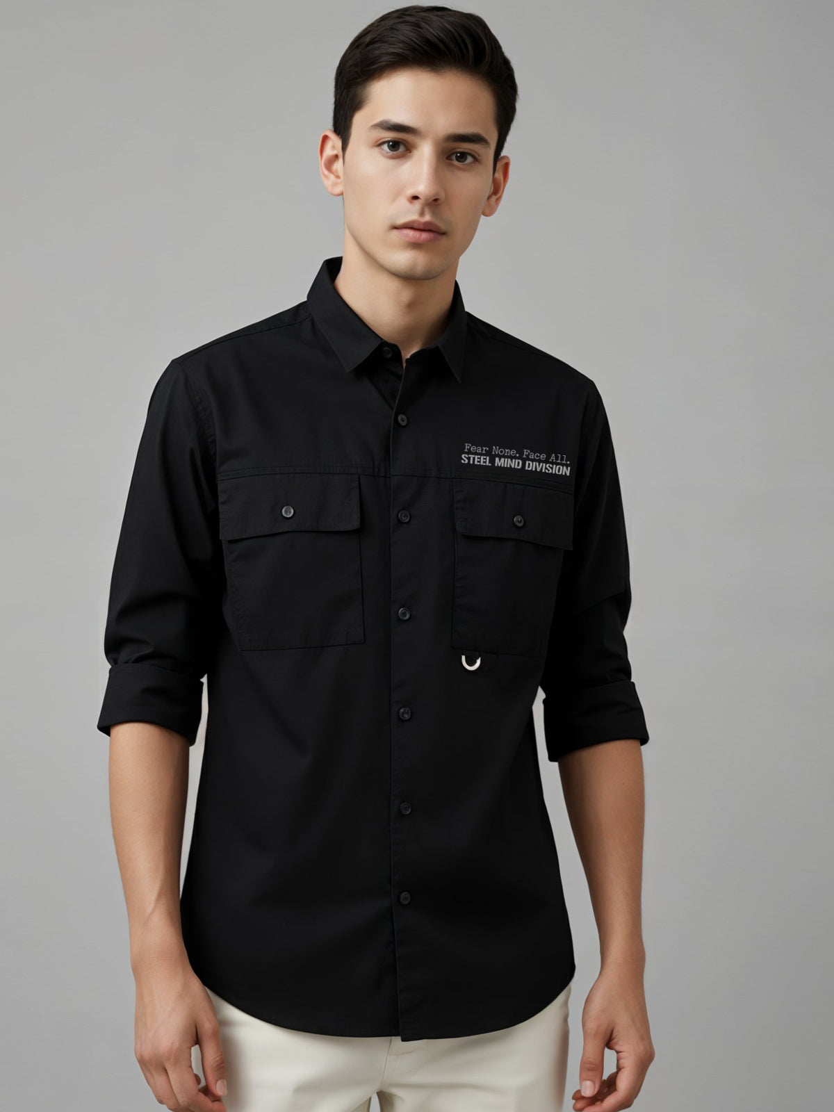 Men Cotton Twill Cargo Shirt
