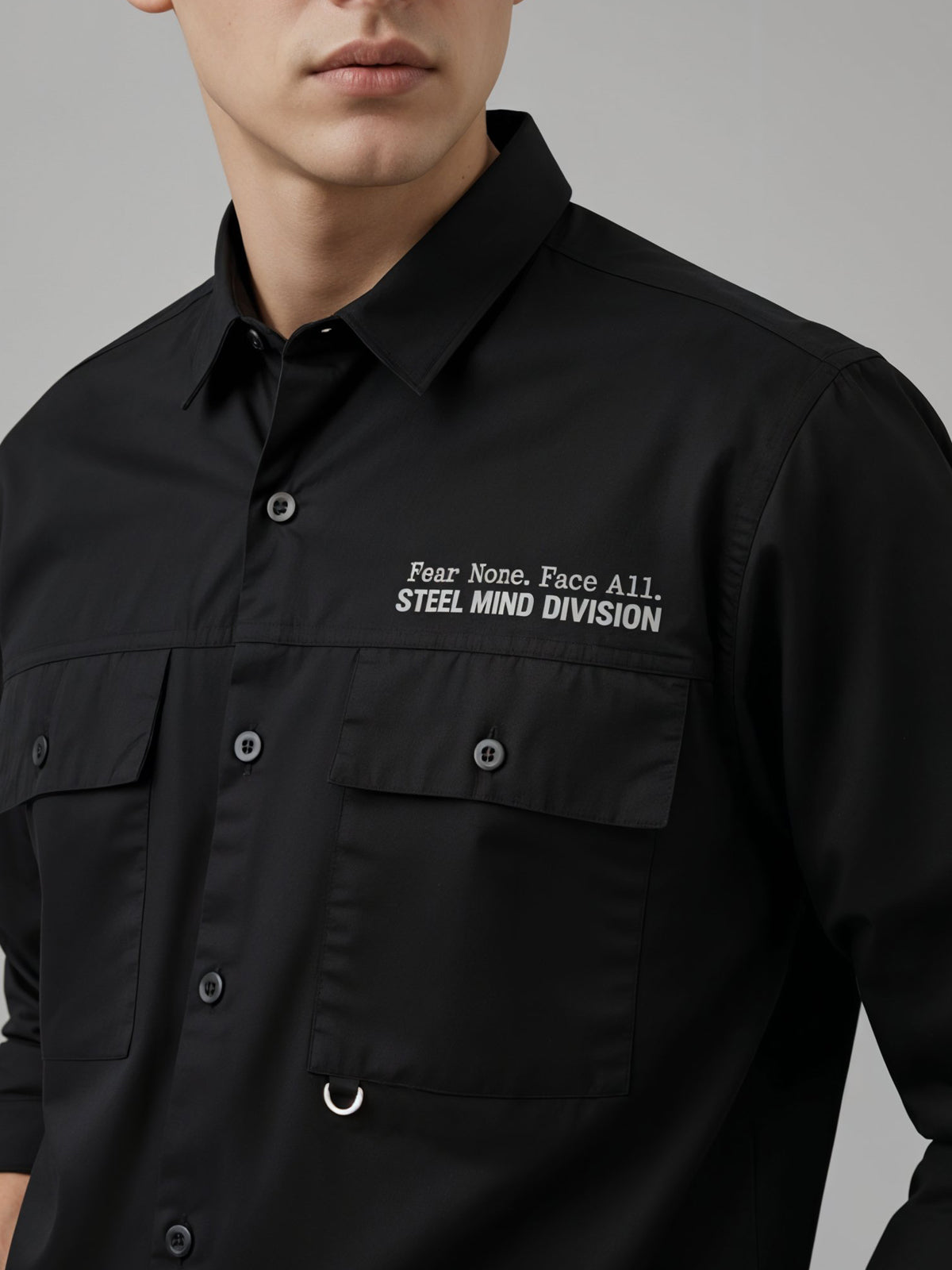 Men Cotton Twill Cargo Shirt