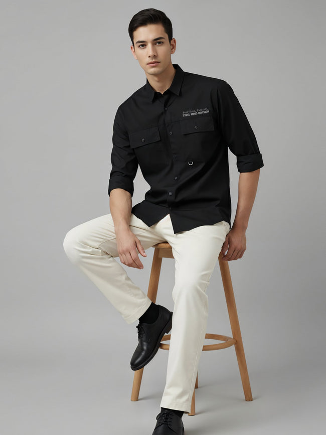 Men Cotton Twill Cargo Shirt