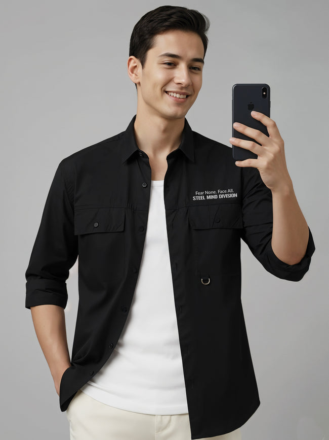 Men Cotton Twill Cargo Shirt