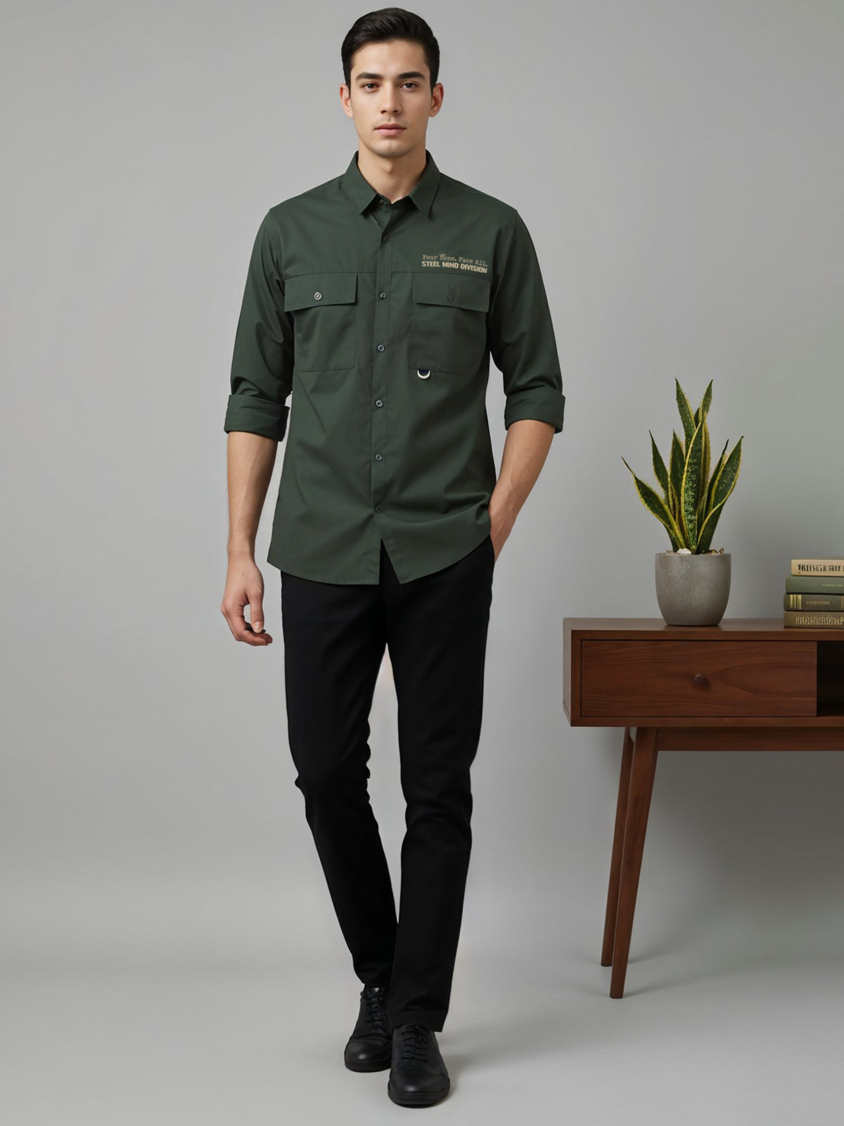 Men Cotton Twill Cargo Shirt