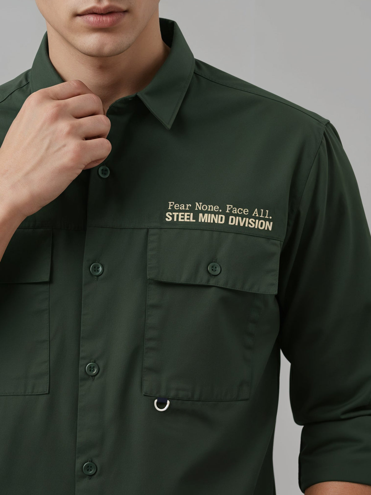 Men Cotton Twill Cargo Shirt