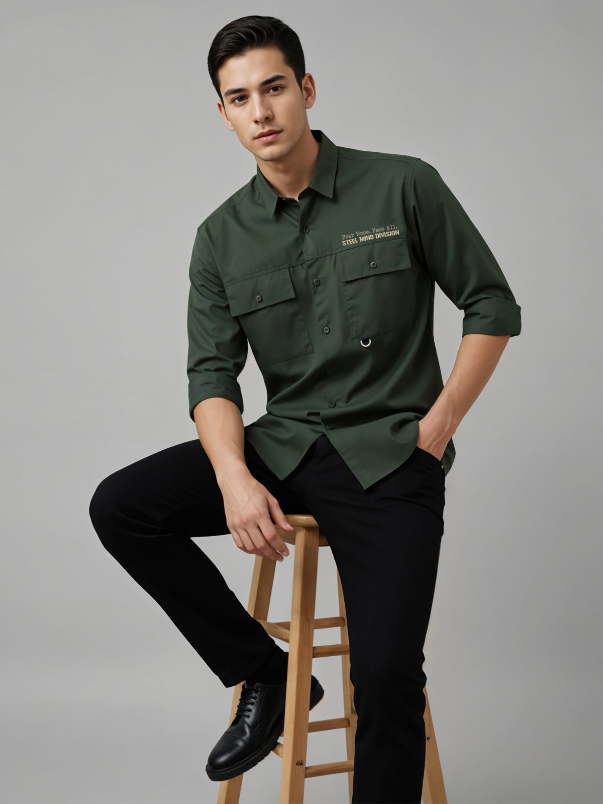 Men Cotton Twill Cargo Shirt