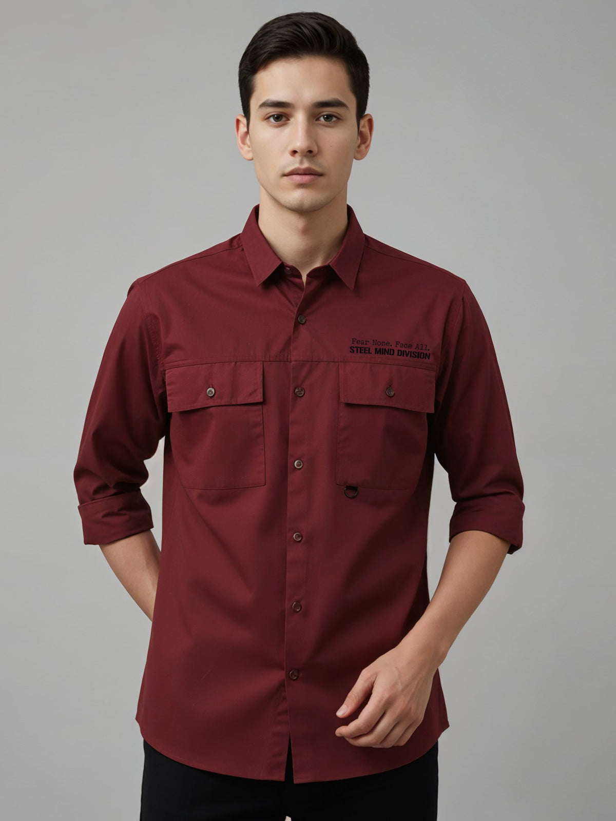 Men Cotton Twill Cargo Shirt