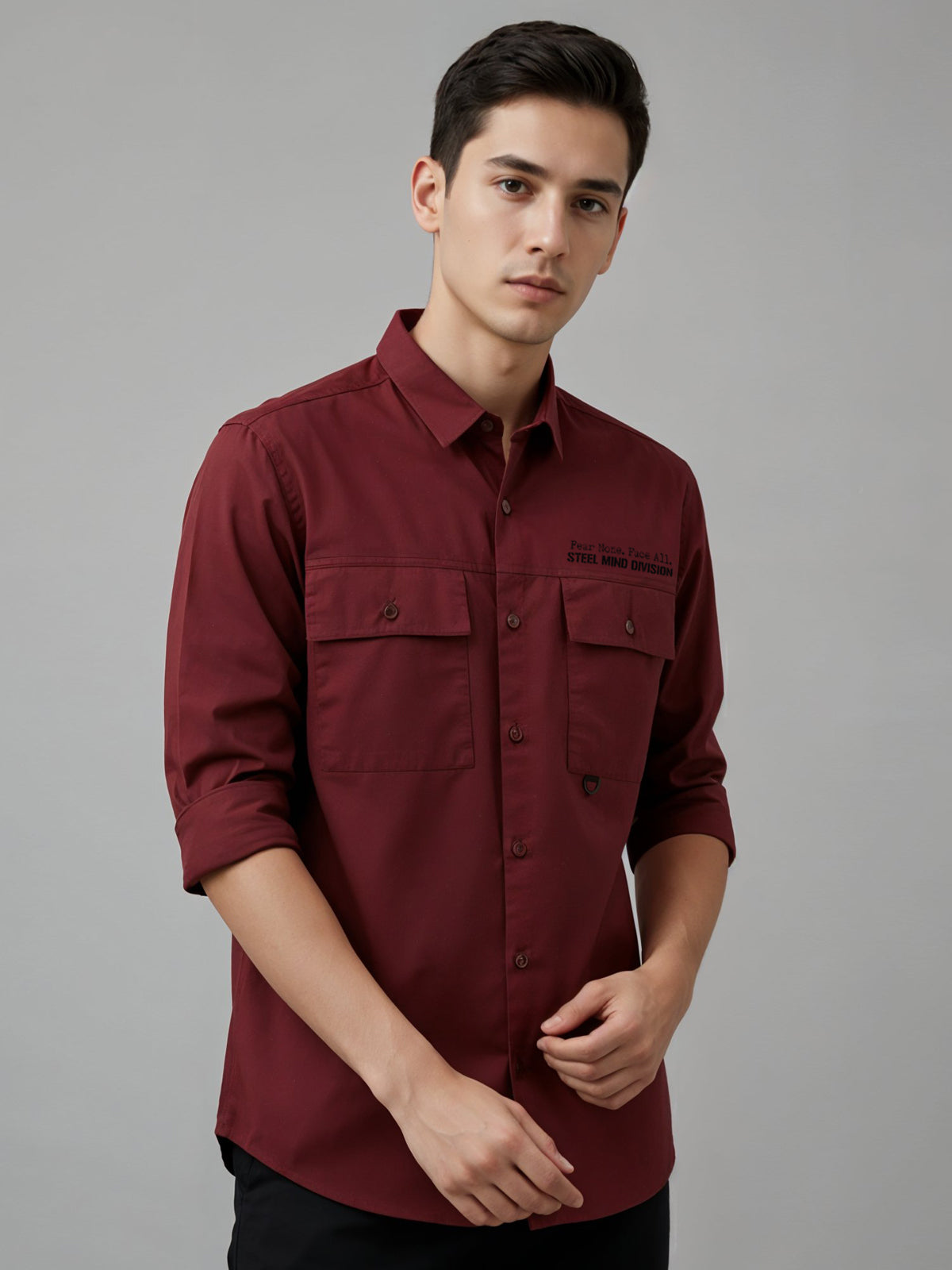 Men Cotton Twill Cargo Shirt