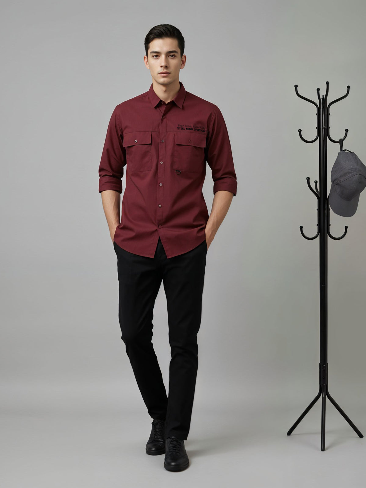 Men Cotton Twill Cargo Shirt