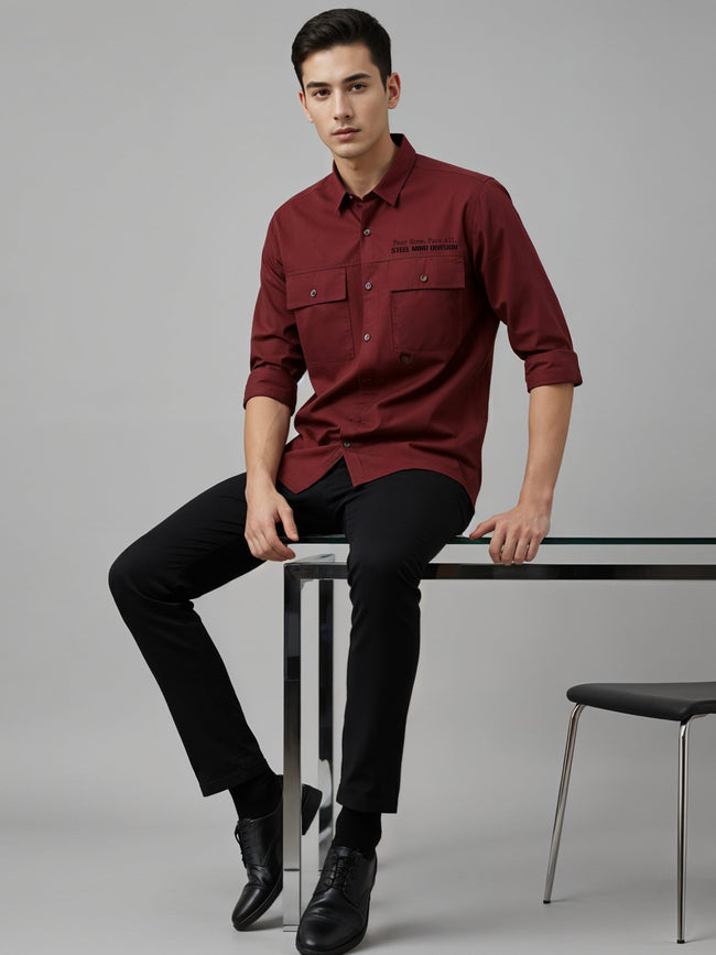 Men Cotton Twill Cargo Shirt
