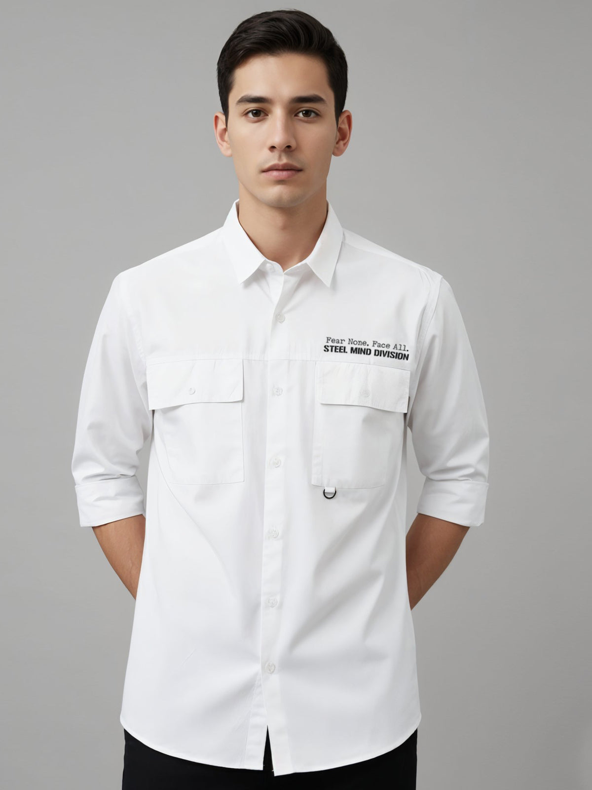 Men Cotton Twill Cargo Shirt