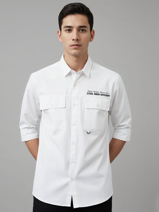 Men Cotton Twill Cargo Shirt