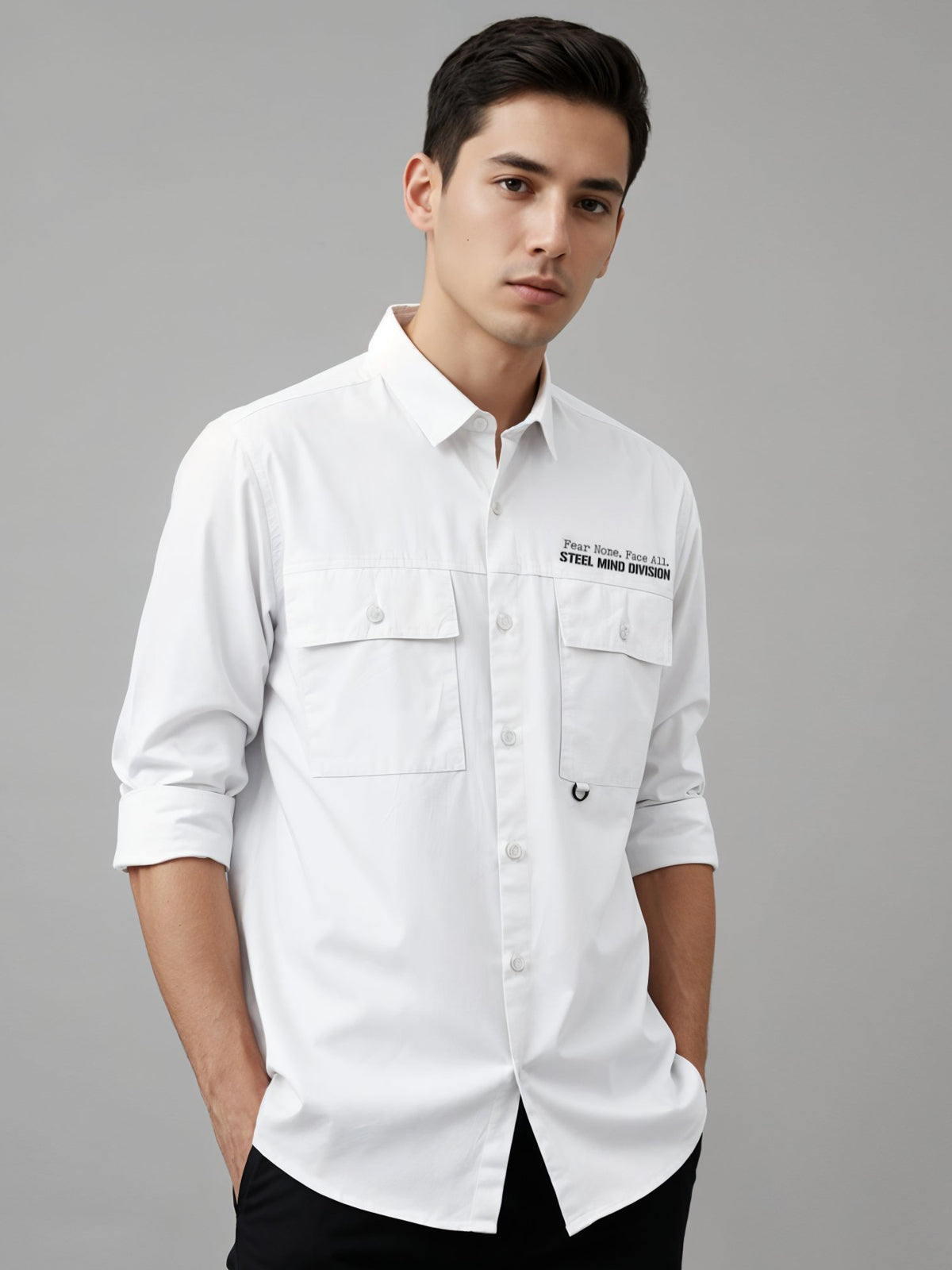 Men Cotton Twill Cargo Shirt
