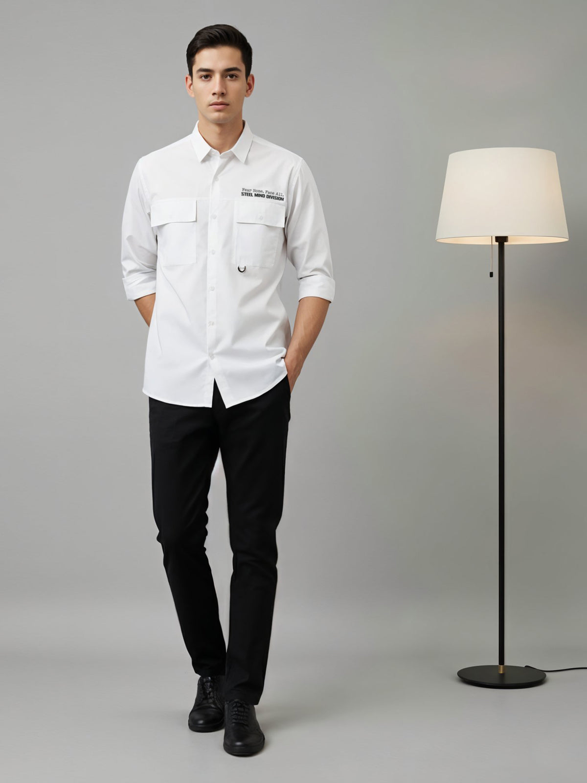 Men Cotton Twill Cargo Shirt