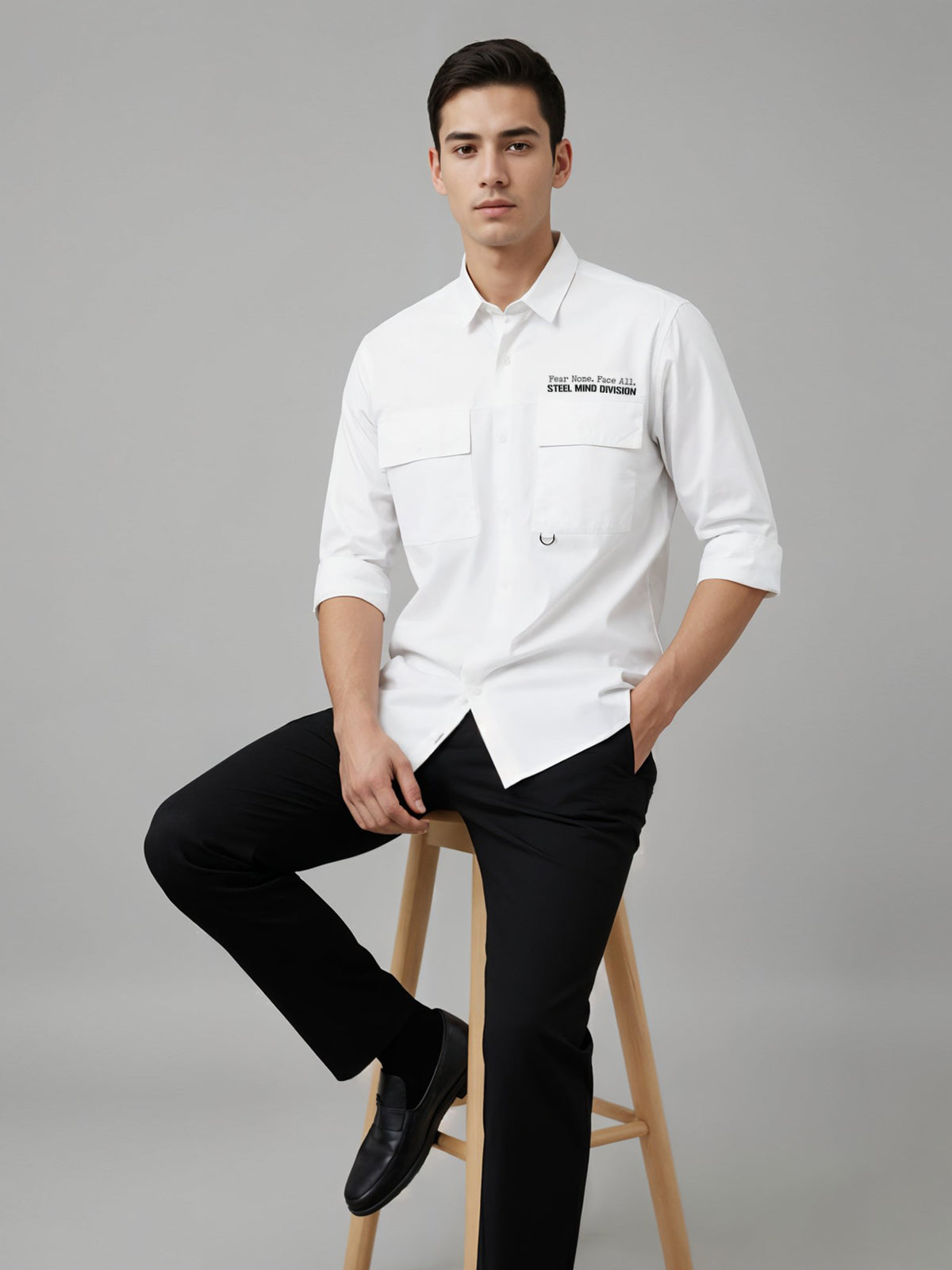 Men Cotton Twill Cargo Shirt