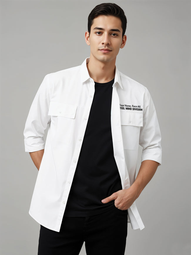 Men Cotton Twill Cargo Shirt