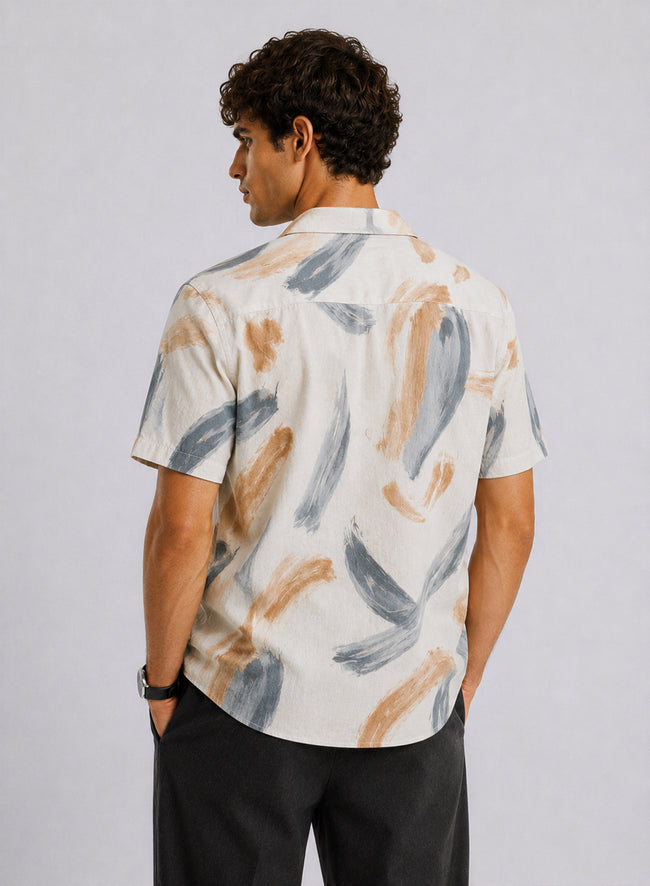Men Sand Beige Casual Summer Shirt