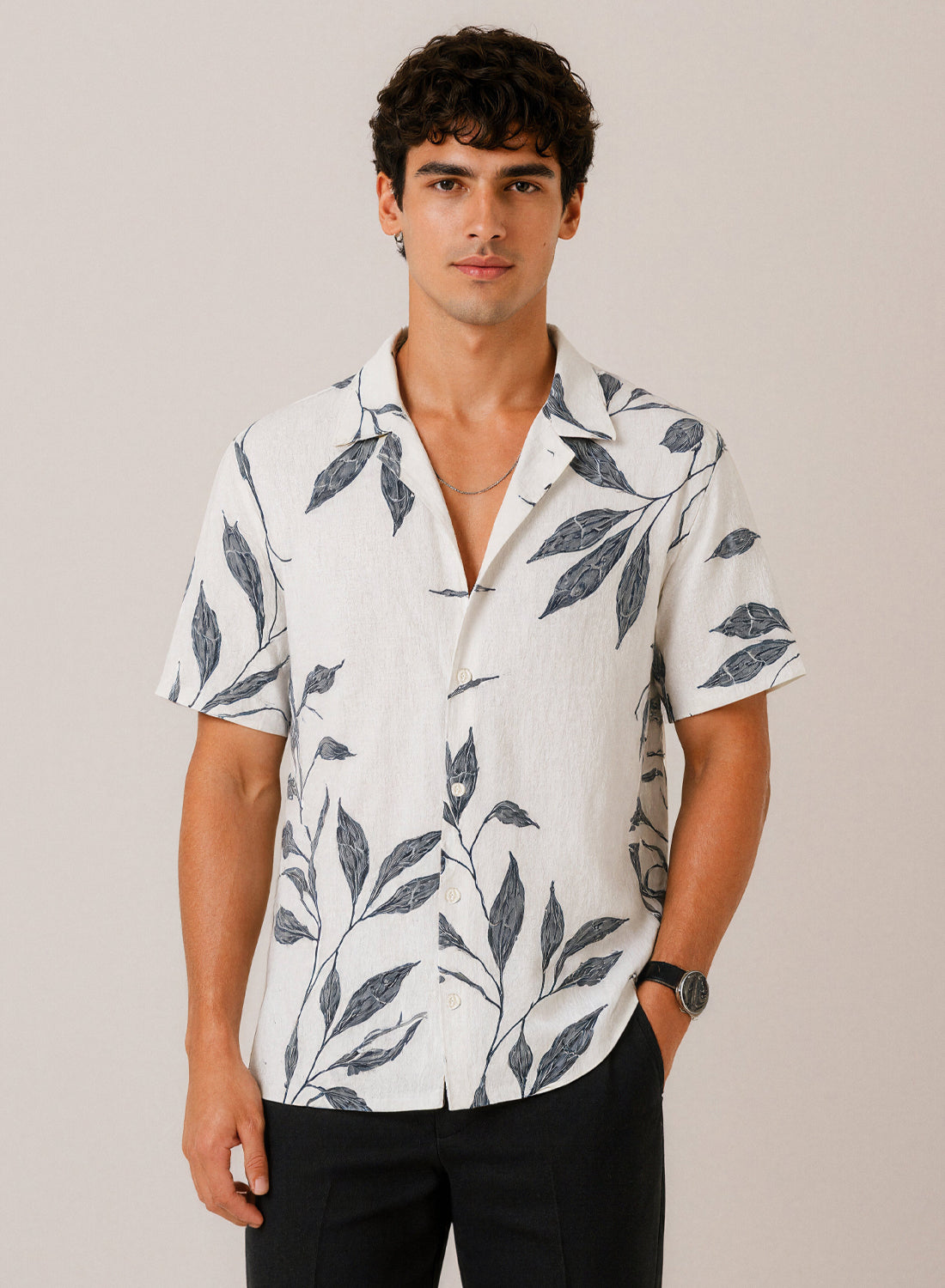 Men Multi Leaf Print Casual Shirt