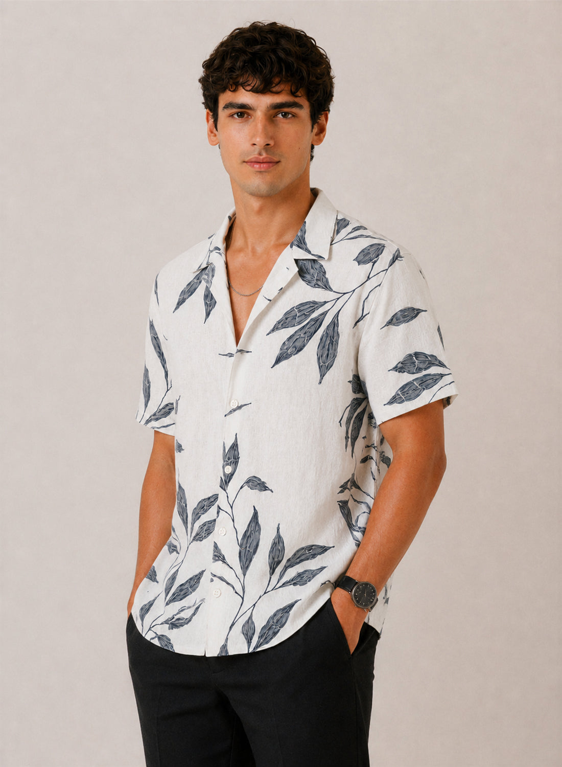 Men Multi Leaf Print Casual Shirt
