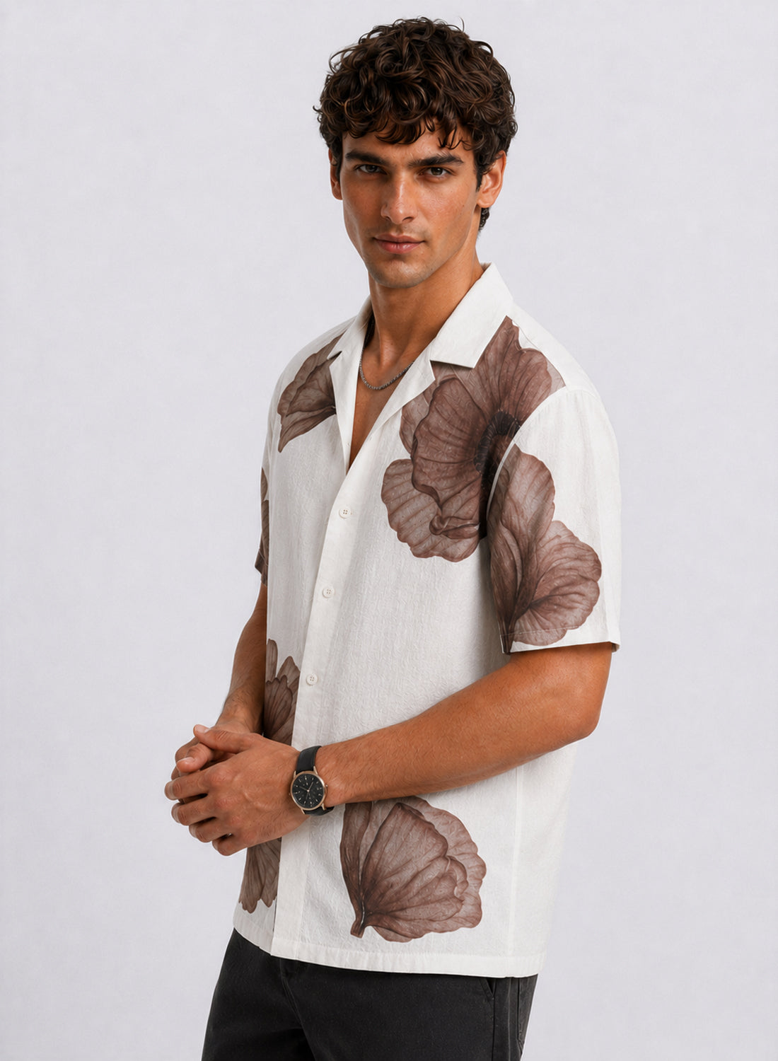 Men Sepia Brown Resort Wear Shirt