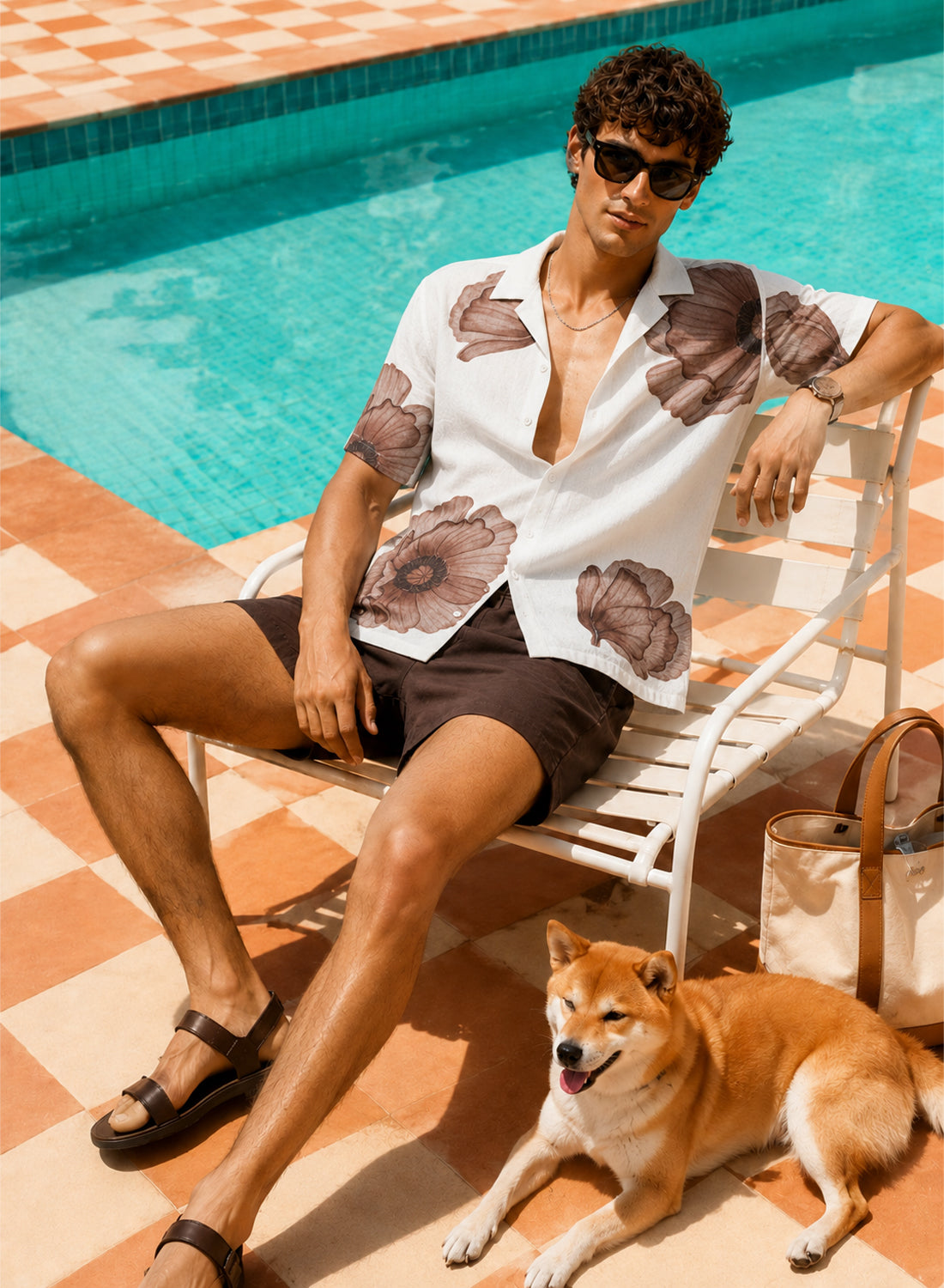 Men Sepia Brown Resort Wear Shirt