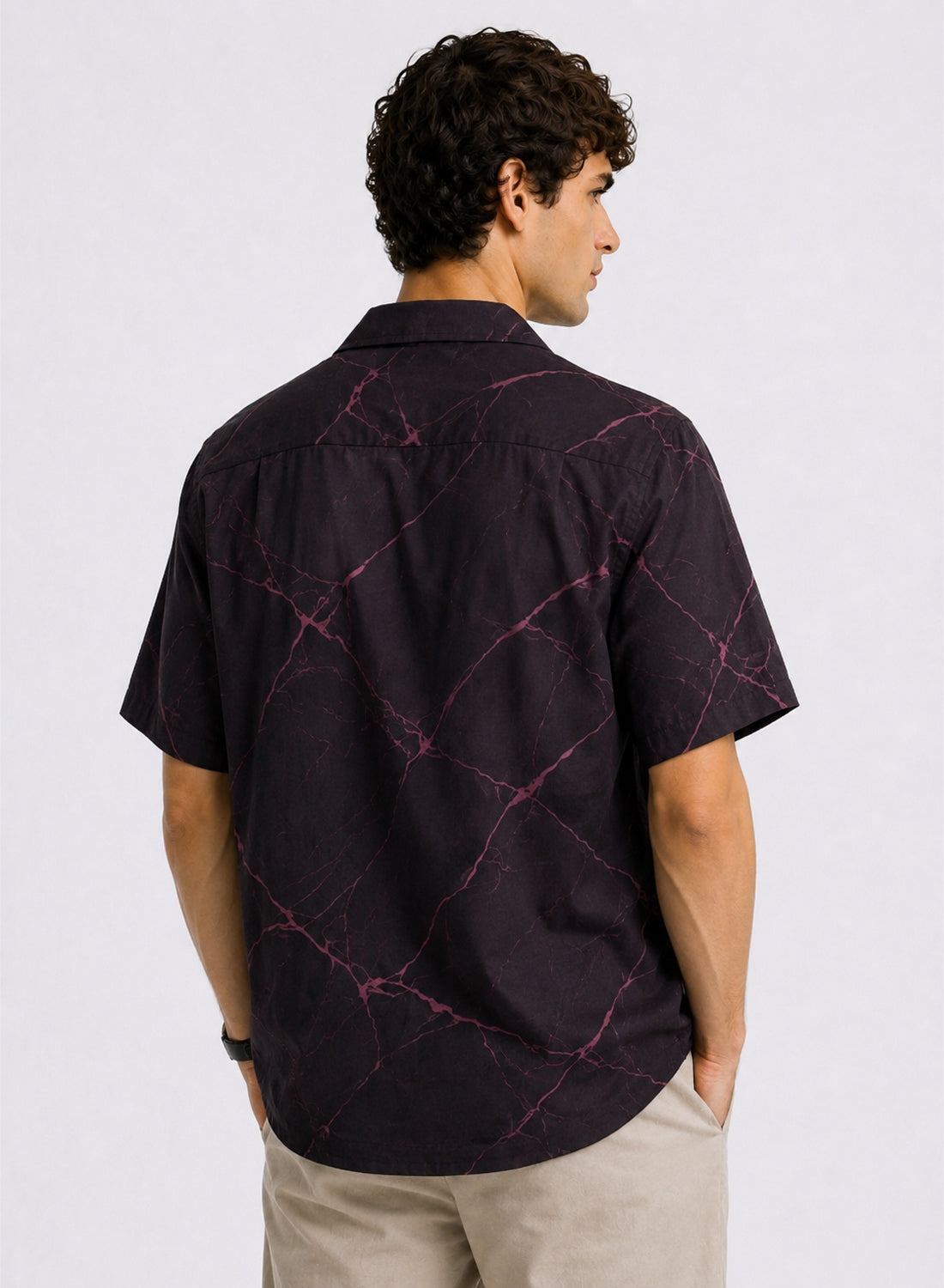 Men Wine Printed Casual Shirt