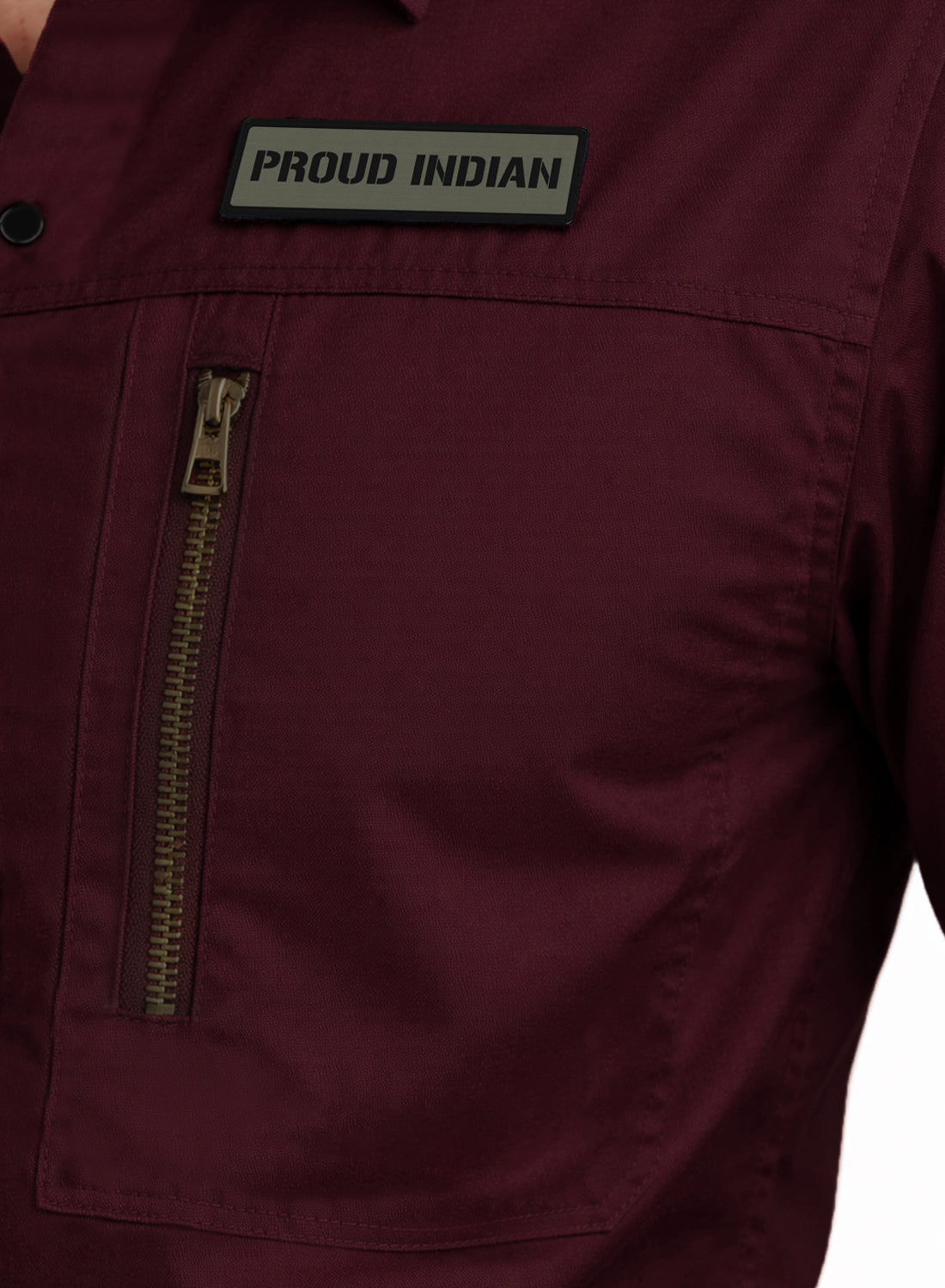 Men Solid Maroon Cargo Shirt