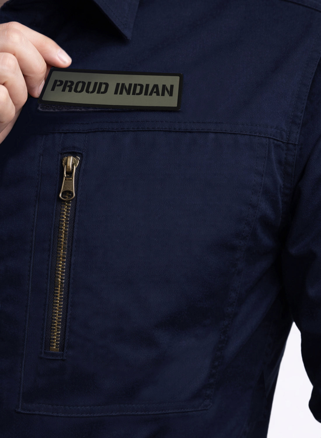 Men Solid Navy Blue Cargo Shirt