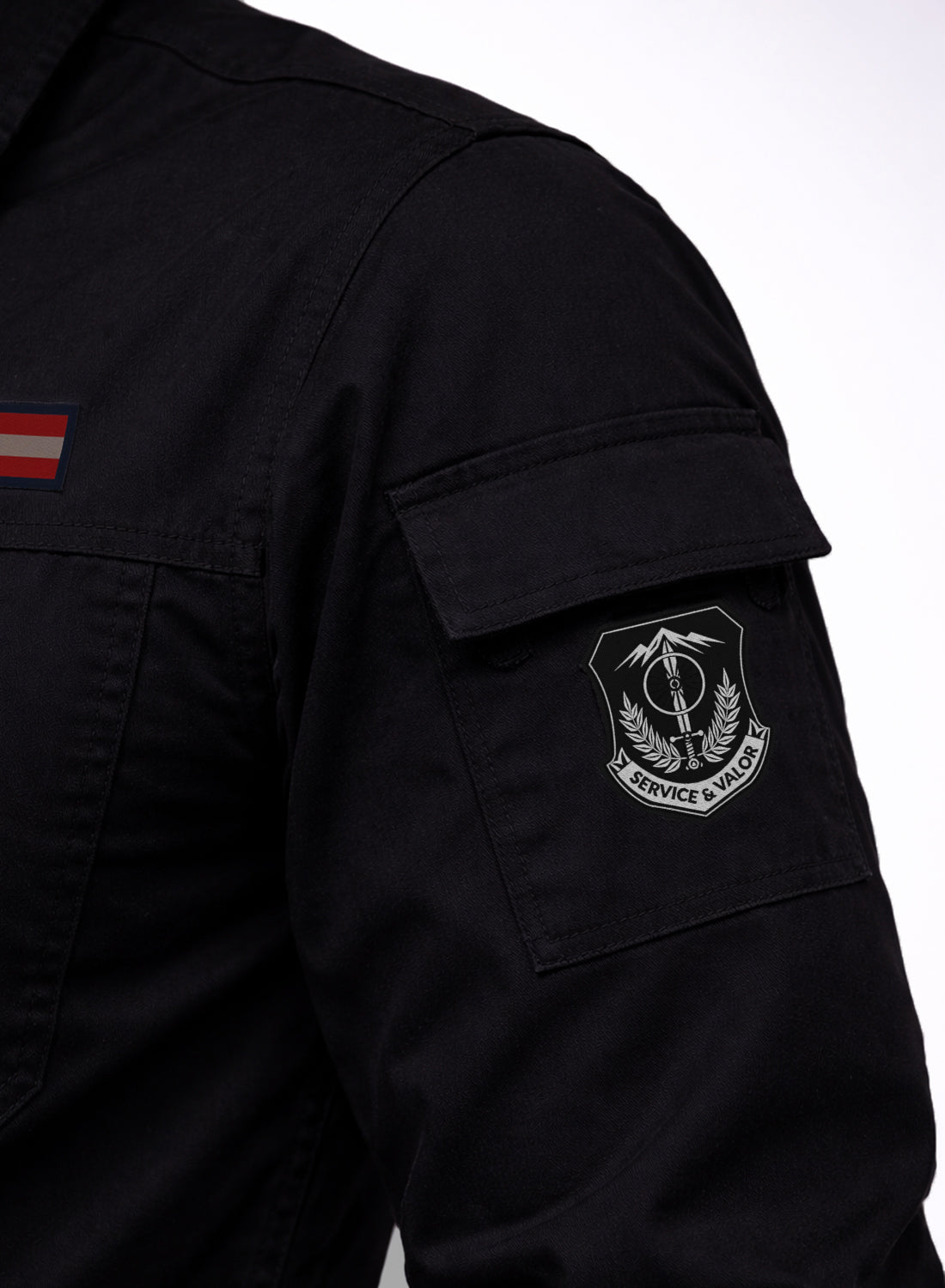 Men Solid Black Cargo Shirt